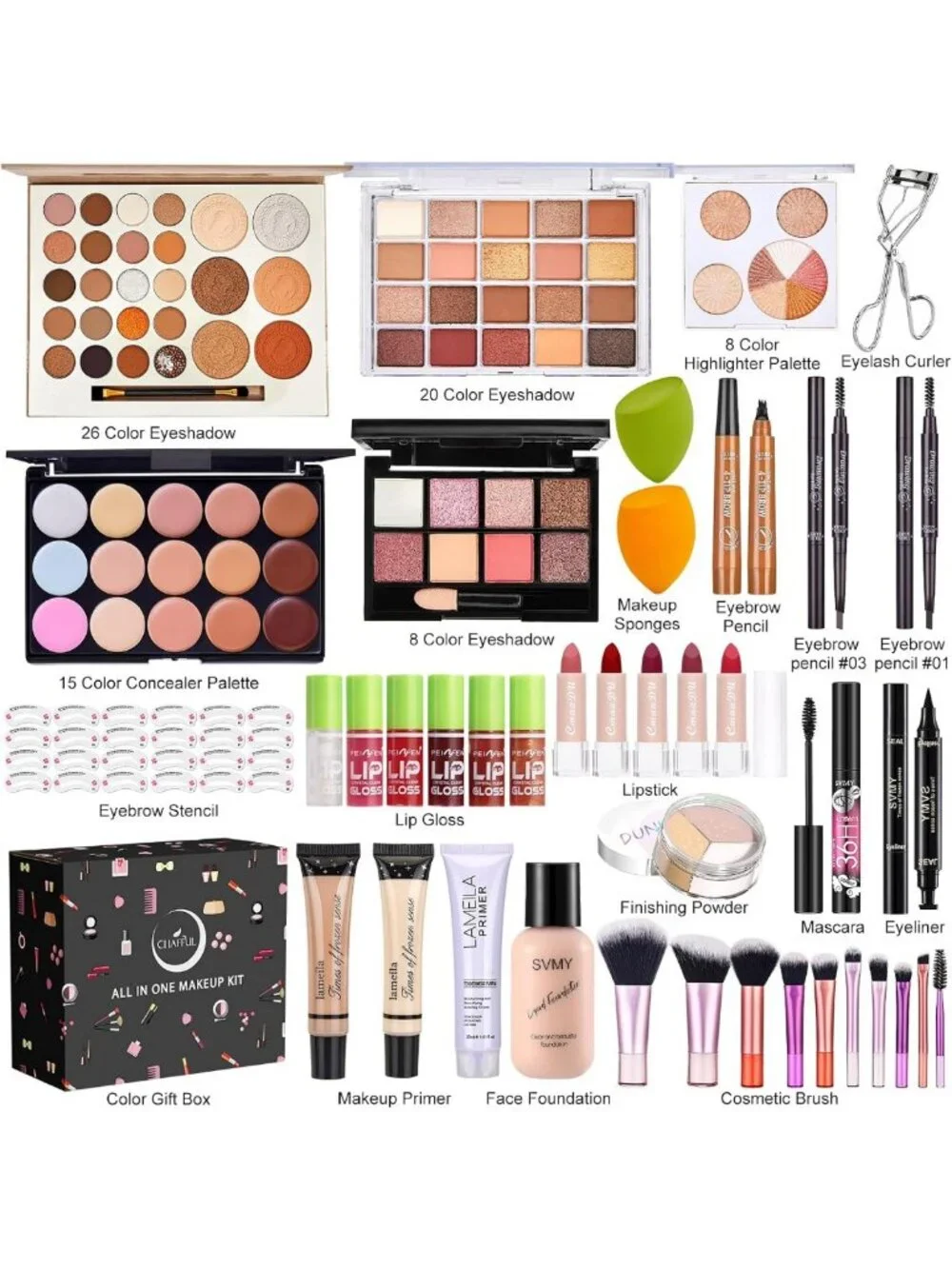 Complete Makeup Kit for Women - Essential Gift Set with Foundation, Eyeshadow
